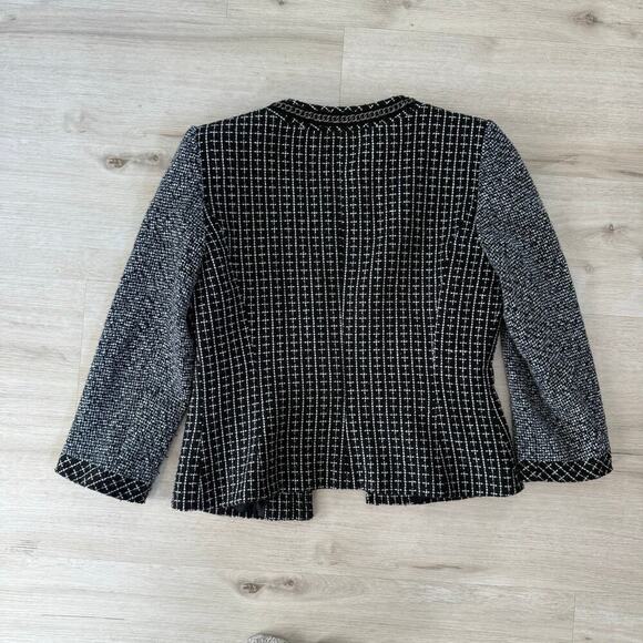 Antonio Melani Black White Tweed Blazer Jacket with Chain Detail Size 4 - Picture 6 of 9